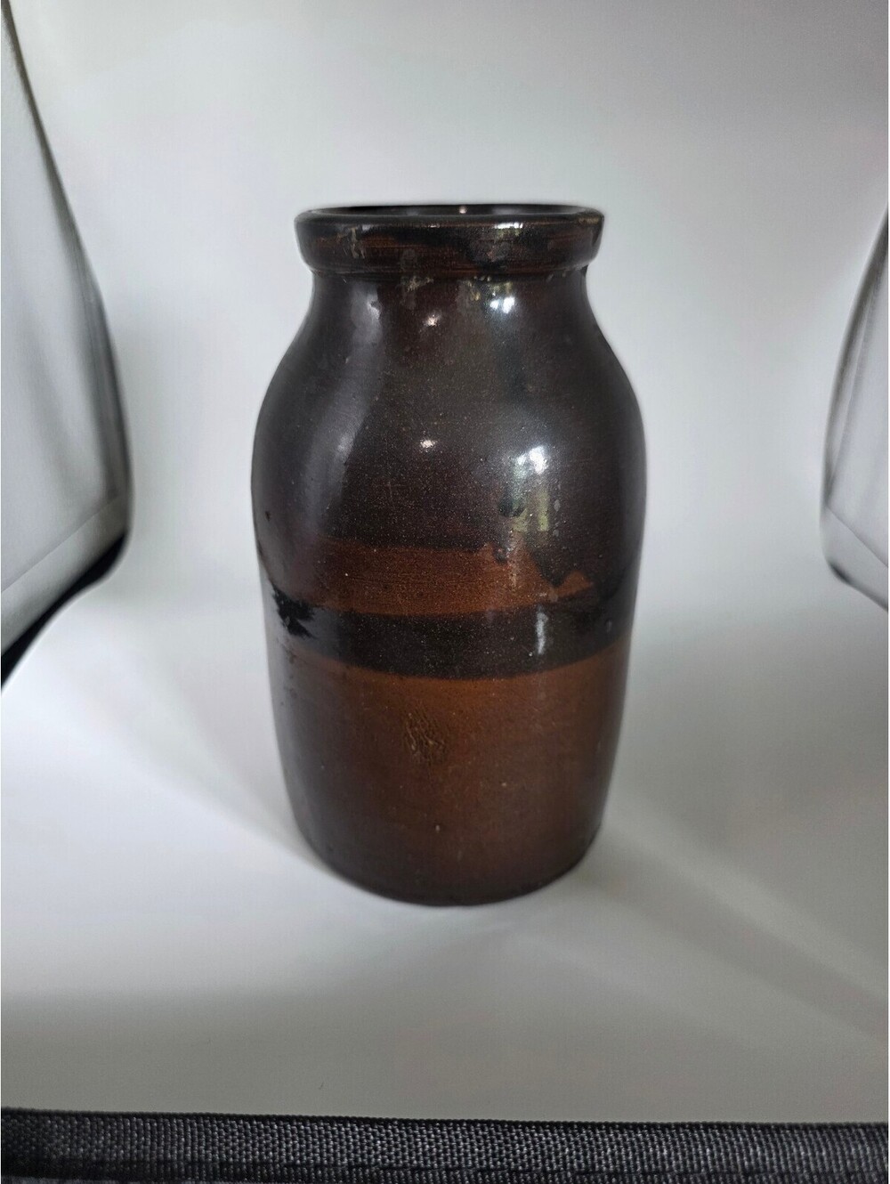 Vintage Handmade Studio Pottery Vase Brown Black Glaze Rustic Primitive Decor